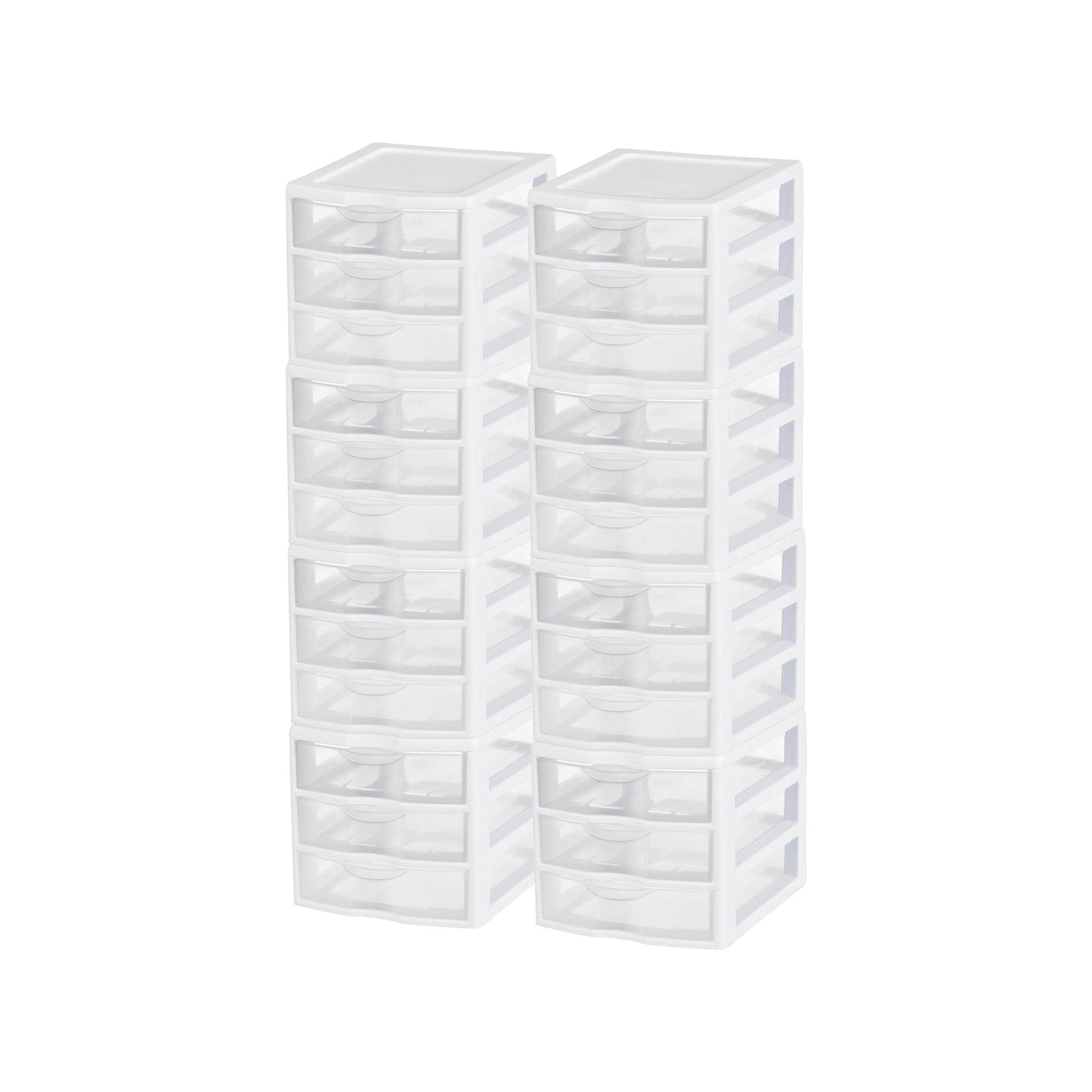 Sterilite Clearview Small Plastic 5 Drawer Desktop Storage Bin System, Pack of 8