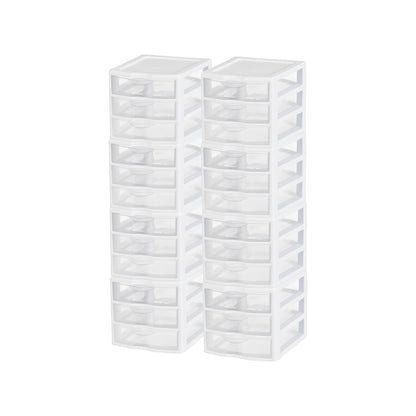 Sterilite Clearview Small Plastic 5 Drawer Desktop Storage Bin System, Pack of 8