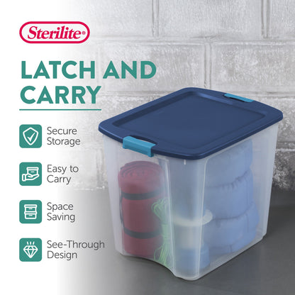 Sterilite 26 Gallon Latch & Carry Plastic Storage Tote Container Box, 12 Pack