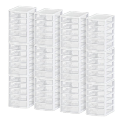Sterilite Clearview Plastic Small 5 Drawer Desktop Storage Unit, White (12 Pack)