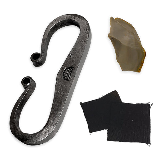 Traditional Flint & Steel - Basic Kit - High-Carbon Steel Striker, Flint and Charcloth