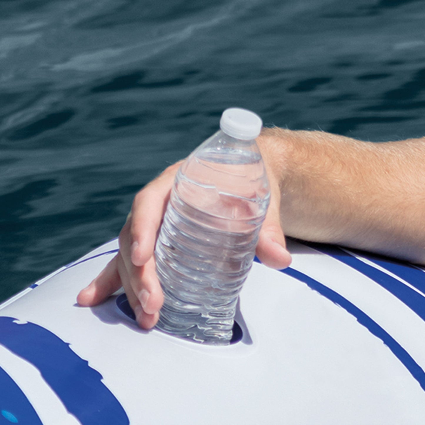 Intex Blue Tropic Inflatable Lake Island Water Float with Cooler and Cupholders