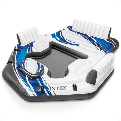 Intex Blue Tropic Inflatable Lake Island Water Float with Cooler and Cupholders