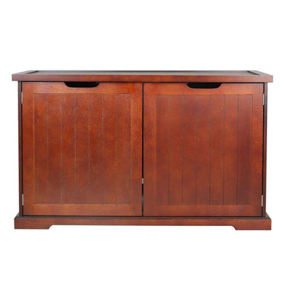 Merry Products Pet Cat Washroom Bench with Removable Partition Wall, Walnut