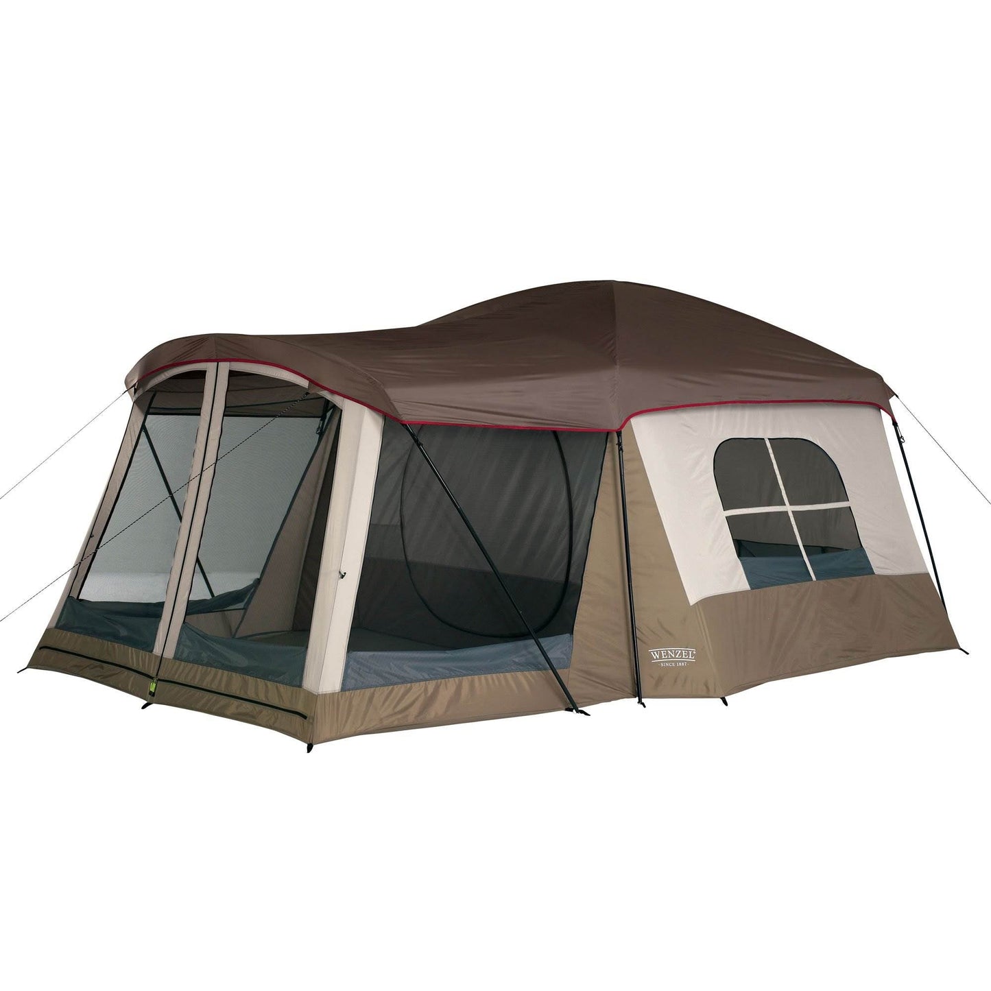 Wenzel Klondike 16 x 11 Large 8 Person Screen Room Outdoor Camping Tent, Brown