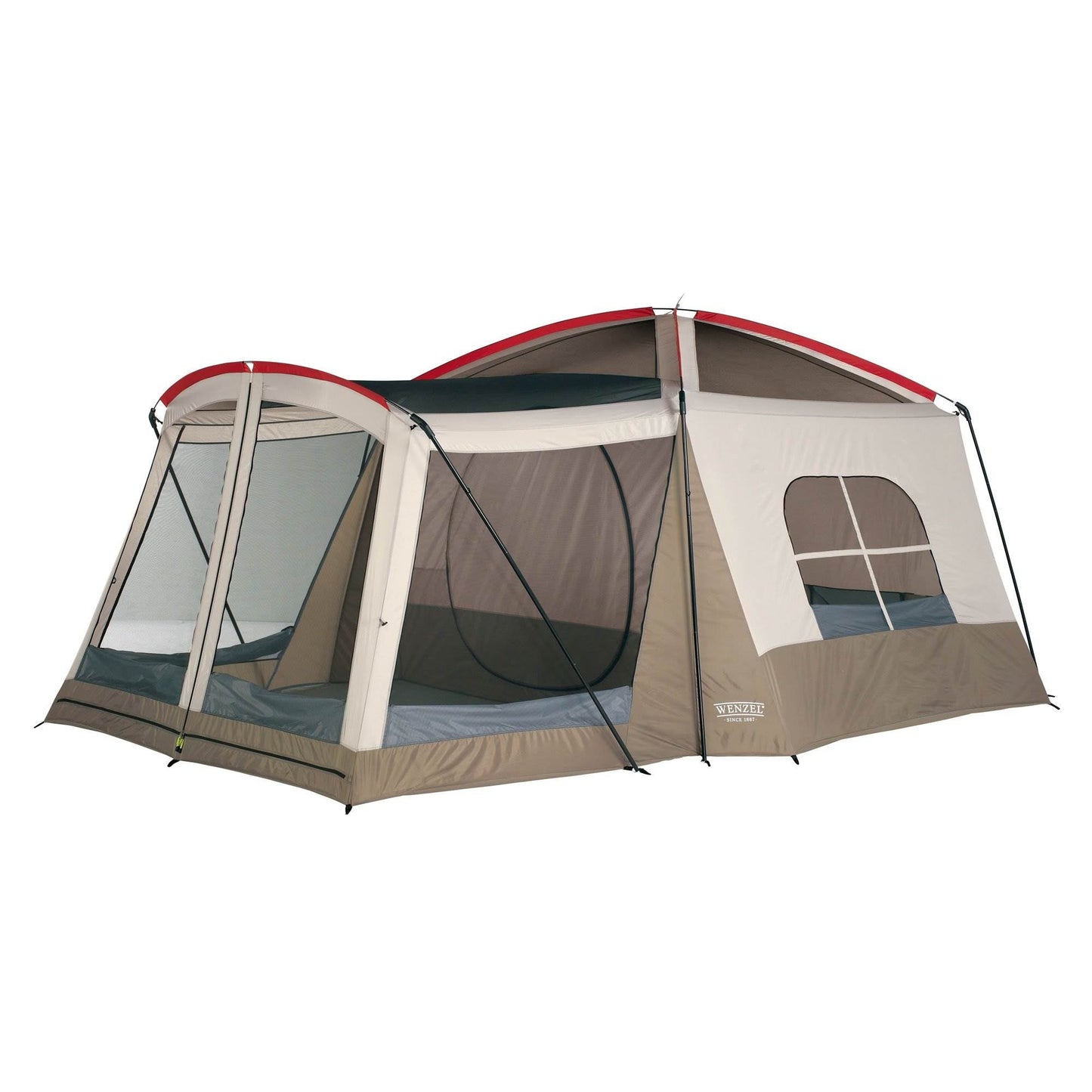 Wenzel Klondike 16 x 11 Large 8 Person Screen Room Outdoor Camping Tent, Brown