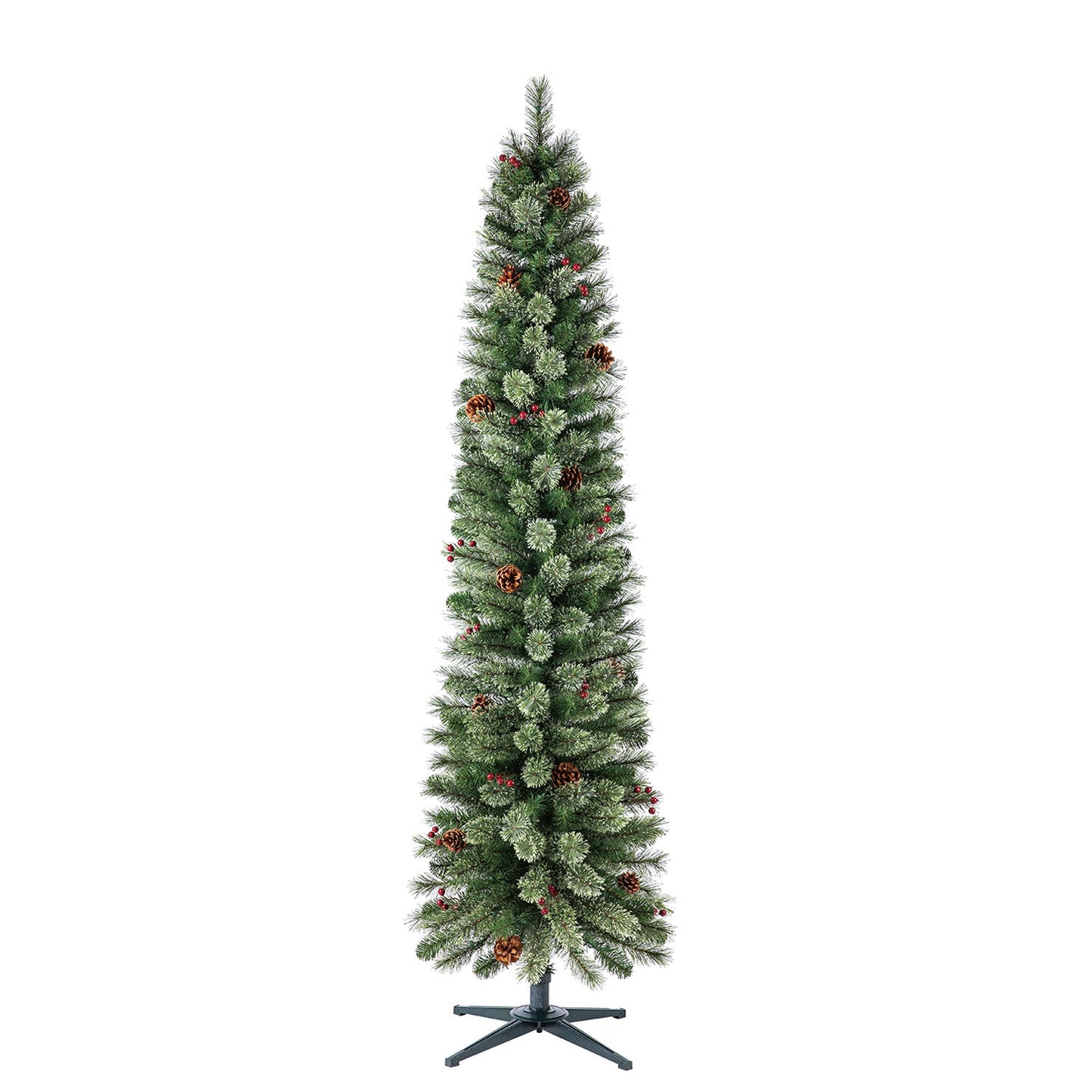 Home Heritage Stanley 7' Pre-Lit Artificial Christmas Tree, Pine Cones & Berries