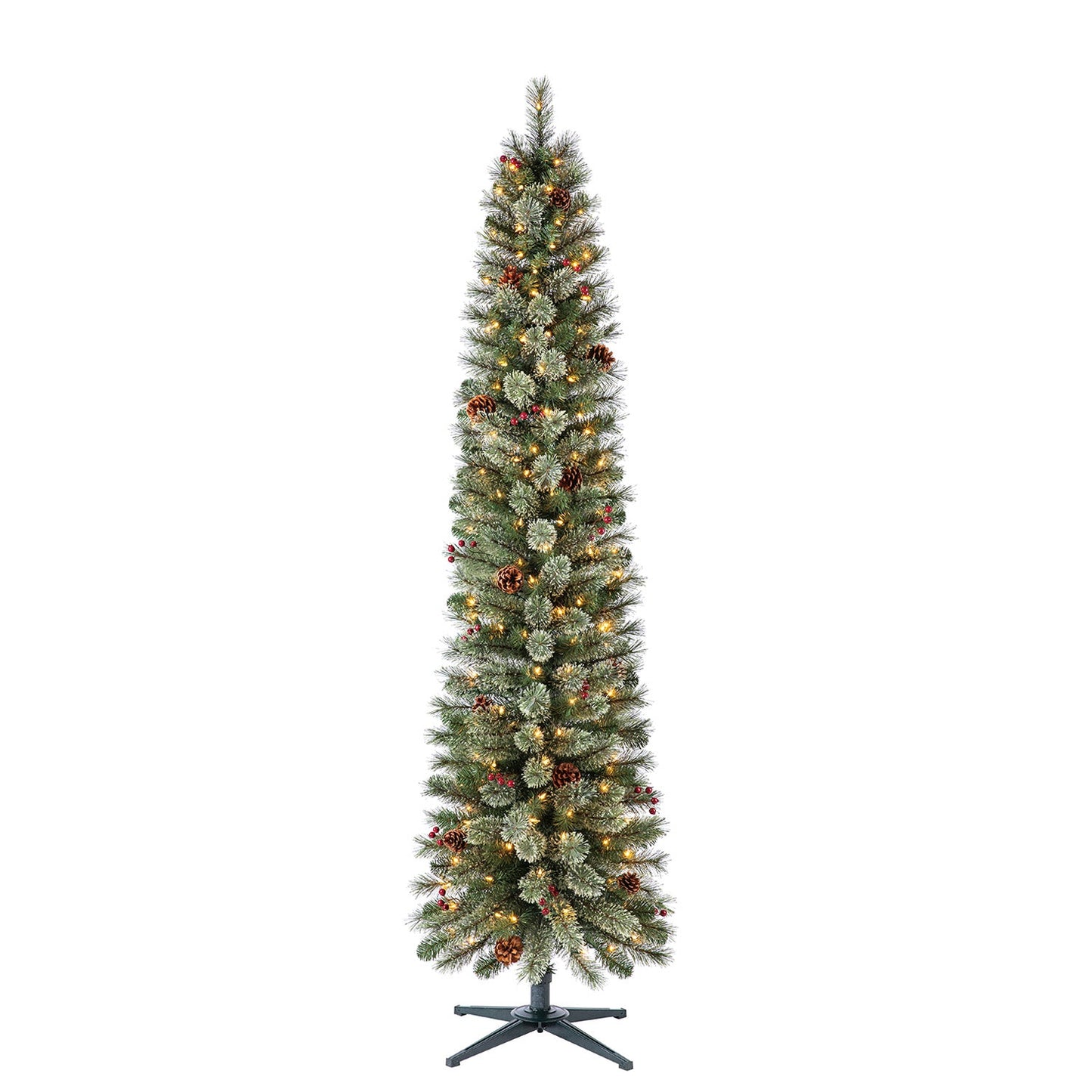 Home Heritage Stanley 7' Pre-Lit Artificial Christmas Tree, Pine Cones & Berries