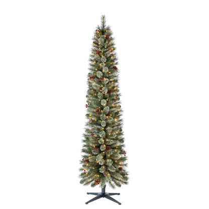 Home Heritage Stanley 7' Pre-Lit Artificial Christmas Tree, Pine Cones & Berries