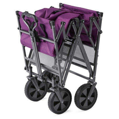 Mac Sports Double Decker Collapsible Outdoor Cart Utility Garden Wagon, Purple