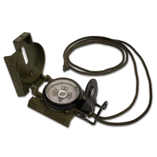 Scout™ Lensatic Compass - Traditional Phosphorescent Military Style with Nylon Carry Pouch - OD Green