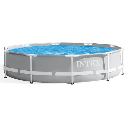 Intex 10'x30" Prism Metal Frame Round Outdoor Above Ground Swimming Pool, No Pump
