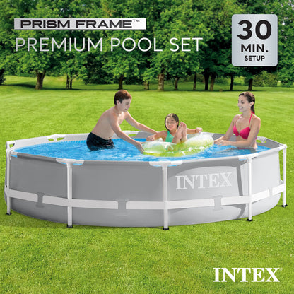 Intex 10ft x 10ft x 30in Pool w/ 10 Foot Round Pool Cover and Filter Cartridge