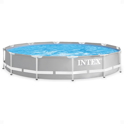 Intex 12 foot x 30 inch Prism Frame Round Above Ground Swimming Pool, (No Pump)