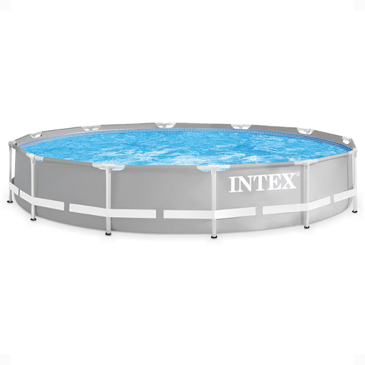 Intex 12 foot x 30 inch Prism Frame Round Above Ground Swimming Pool, (No Pump)