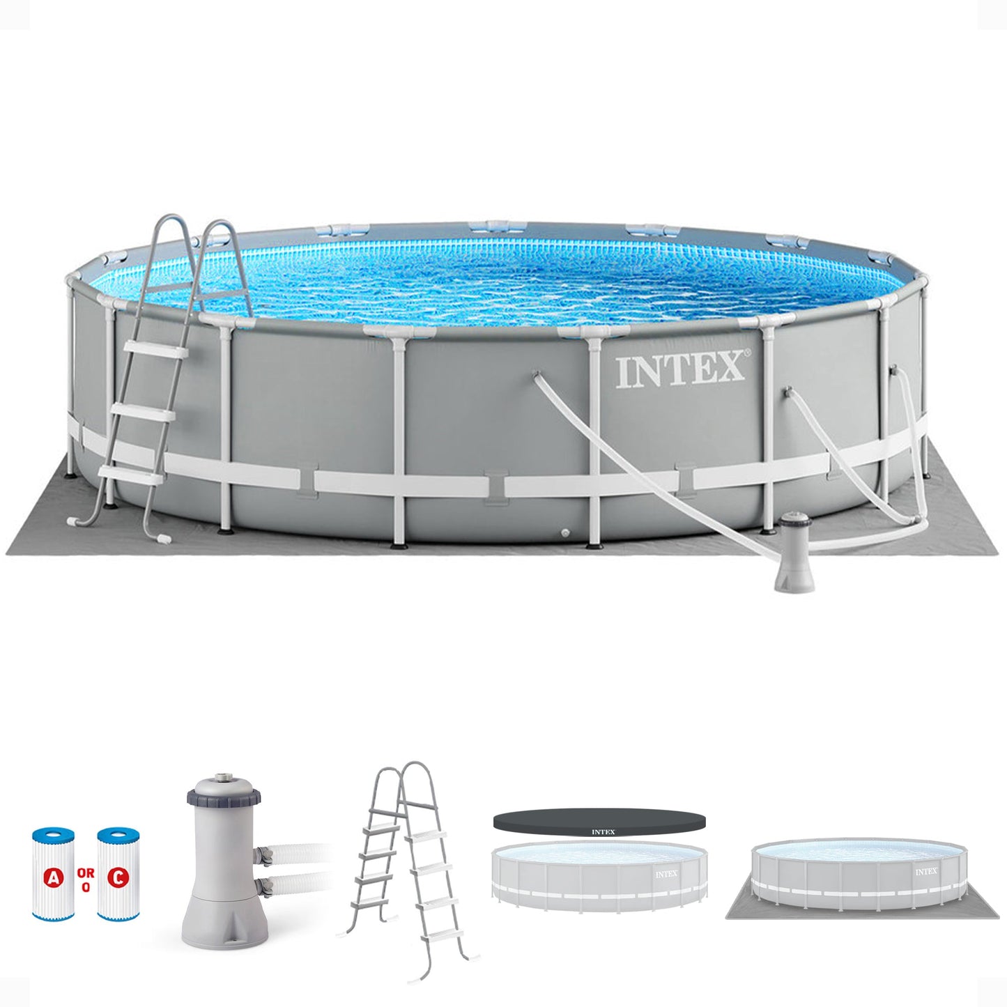 Intex 26723EH 15ft x 42in Prism Frame Above Ground Swimming Pool Set with Filter