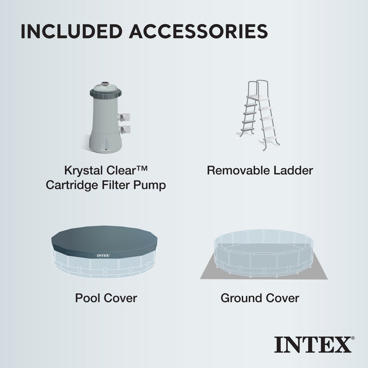 Intex Prism Frame 15'x48" Swimming Pool Set with Ladder, Cover & Maintenance Kit