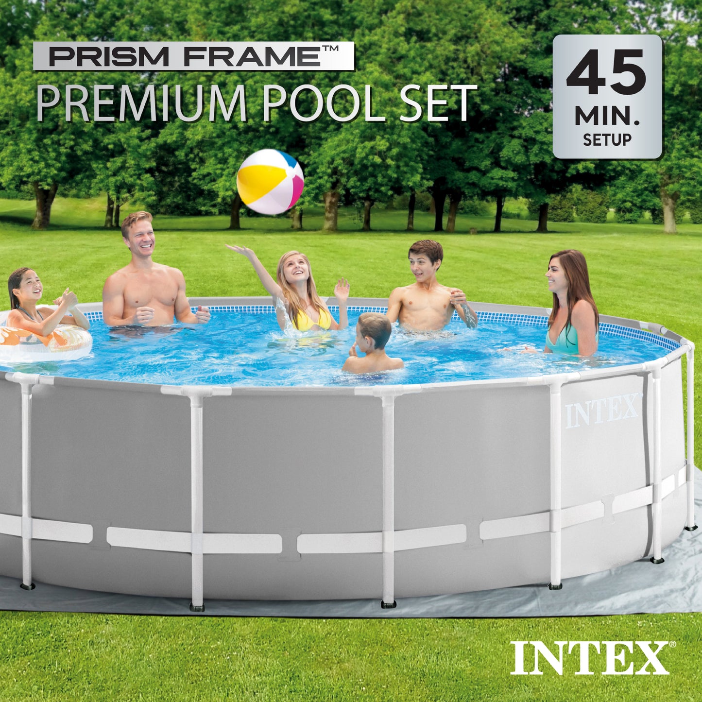 Intex Prism Frame 15'x48" Swimming Pool Set with Ladder, Cover & Maintenance Kit