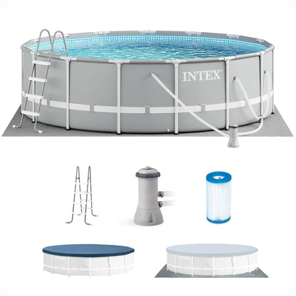 Intex 15ft x 48in Prism Above Ground Swimming Pool Set with Ladder and Cover