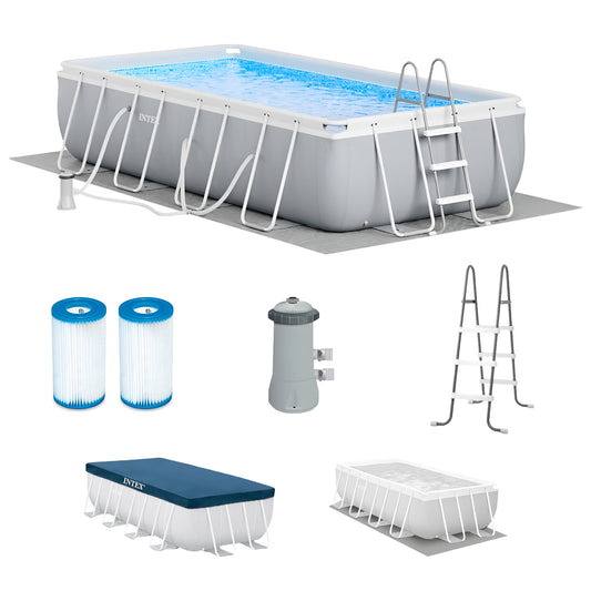 Intex 16 Foot x 42 Inch Prism Frame Rectangular Above Ground Swimming Pool Set