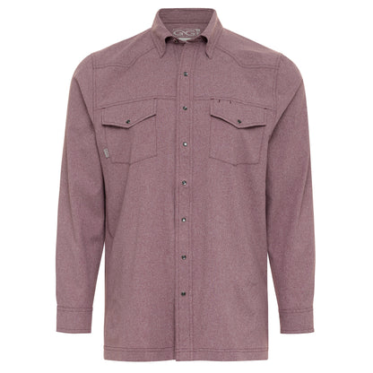 Maroon Pearl Snap Shirt | Long Sleeve