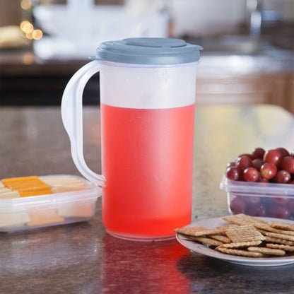 Sterilite 2 Quart, 64oz Clear Plastic Flip Top Pour Pitcher with Lid (18 Pack)
