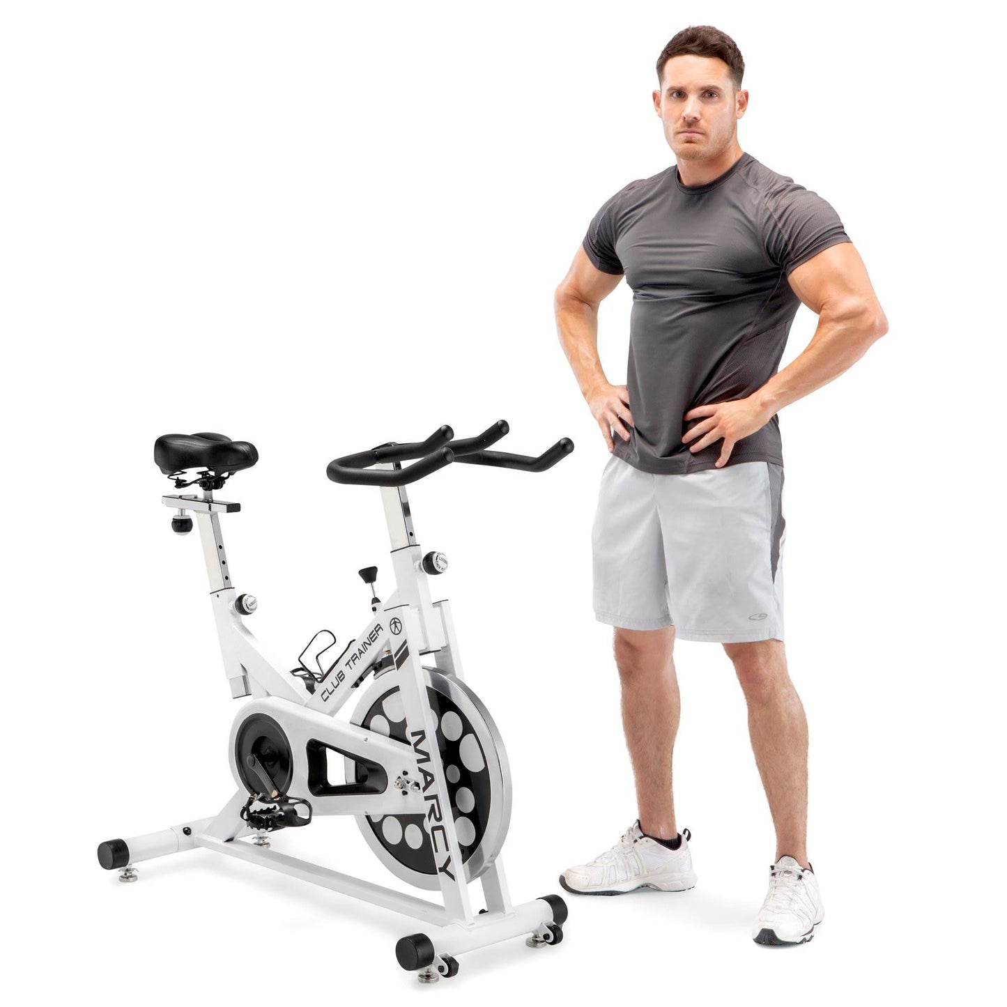 Marcy XJ-5801 Club Revolution Indoor Home Gym Exercise Bike Trainer, White/Black