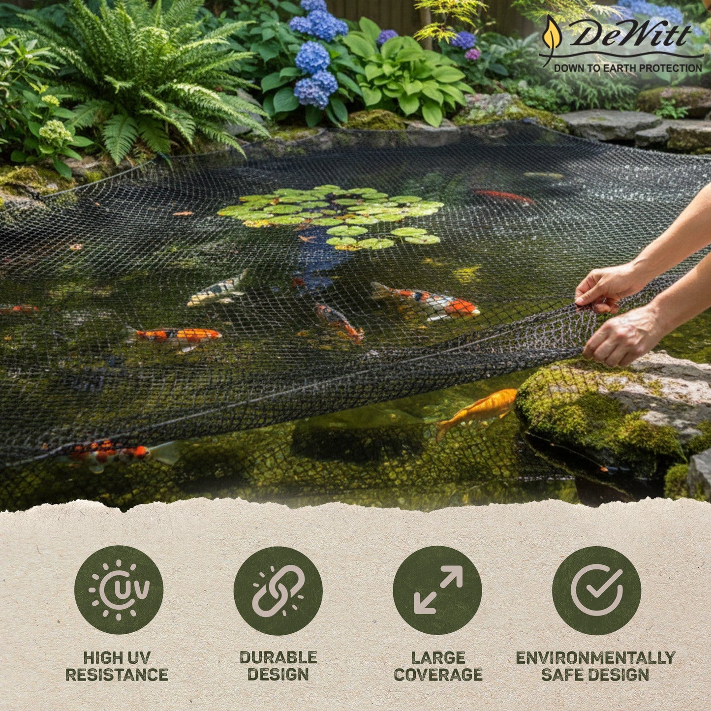 DeWitt Deluxe PN30-2030 30 x 20 Ft Heavy Duty Backyard Fish Pond Netting Cover