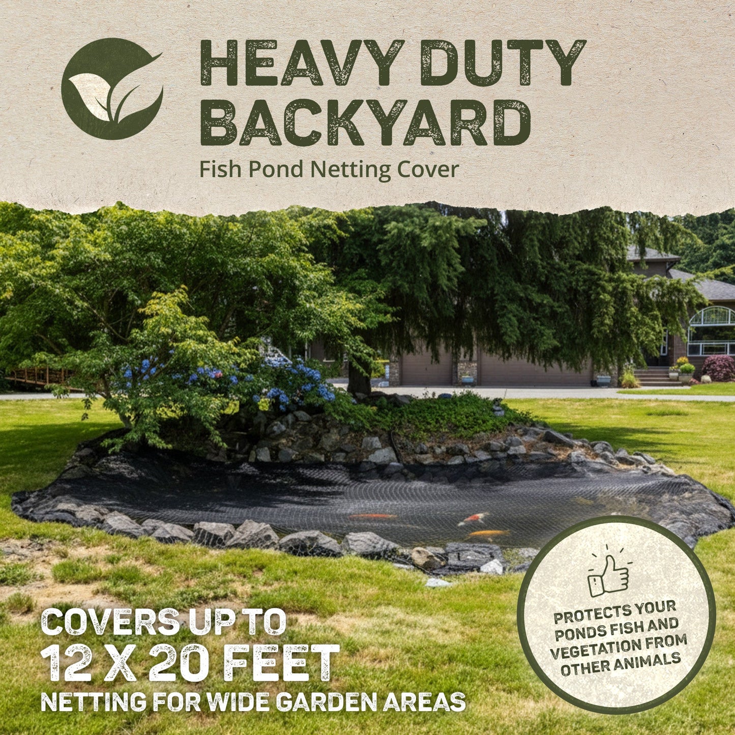 DeWitt Deluxe PN30-1220 12 x 20 Ft Heavy Duty Backyard Fish Pond Netting, Black