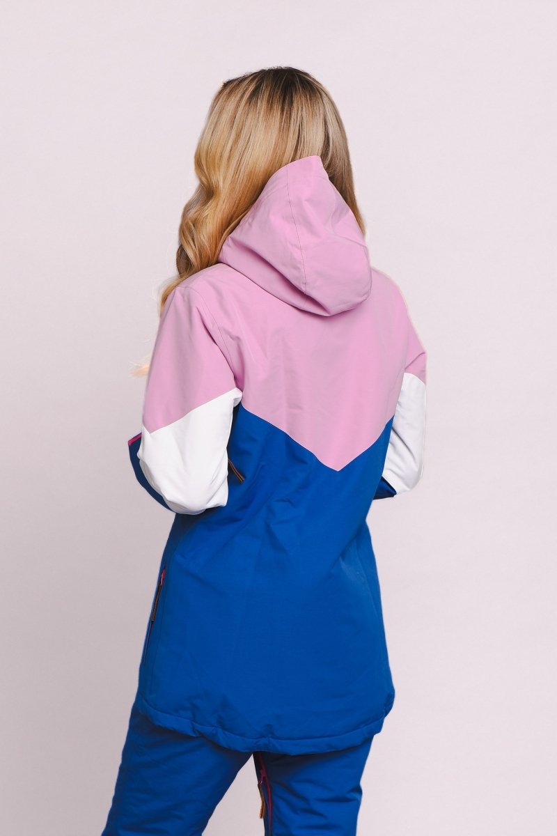 1080 Women's Ski & Snowboard Jacket - Pastel Pink, White & Blue