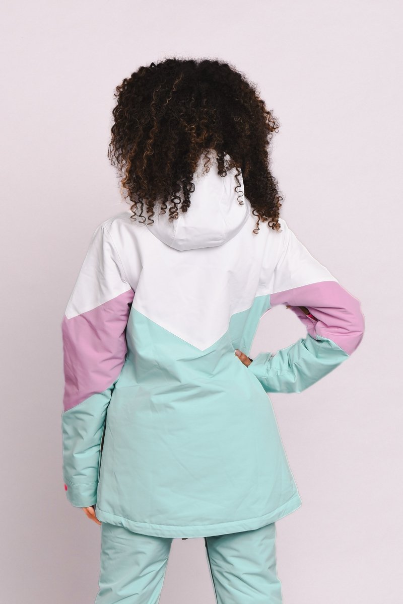 1080 Women's Ski & Snowboard Jacket - Pastel Pink, White & Pastel Mint