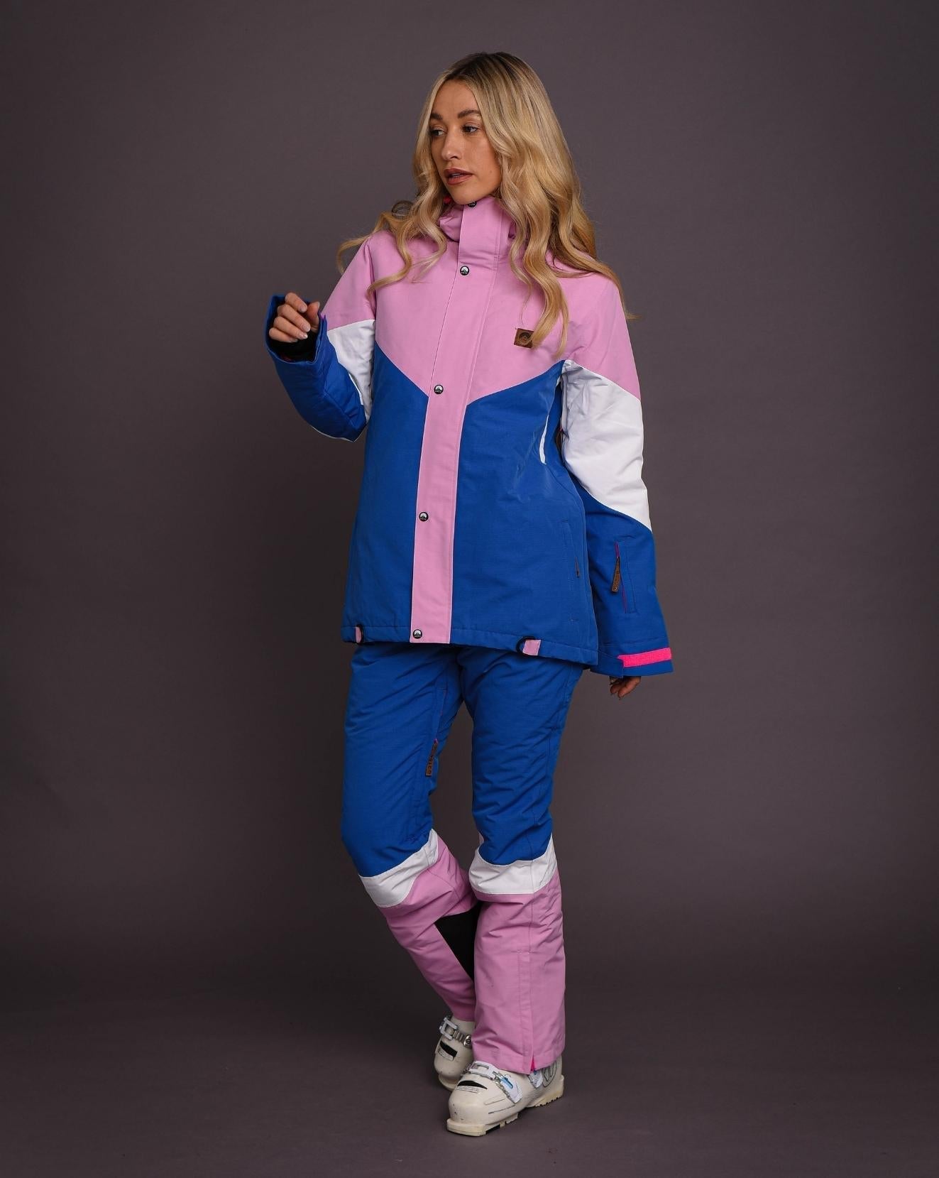 1080 Women's Ski & Snowboard Pant - Pastel Pink, White & Blue