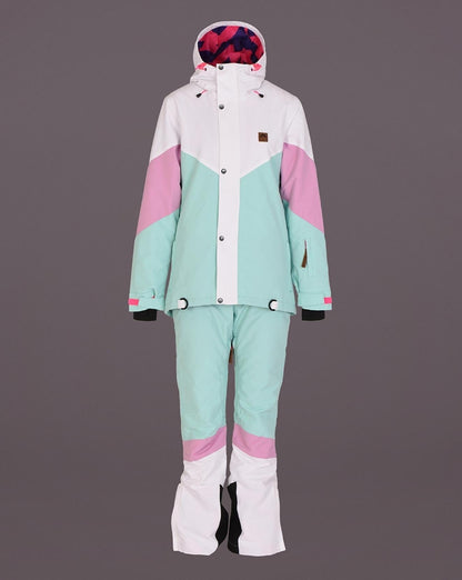 1080 Women's Ski & Snowboard Pant - Pastel Pink, White & Pastel Mint