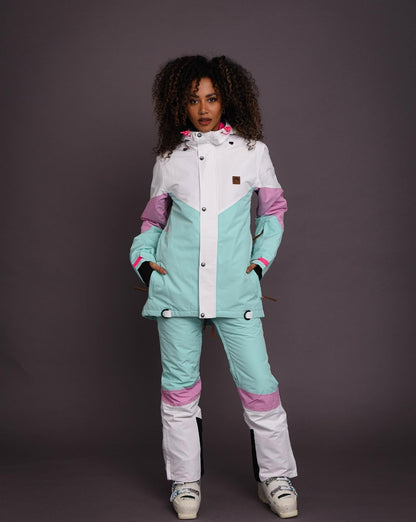 1080 Women's Ski & Snowboard Pant - Pastel Pink, White & Pastel Mint