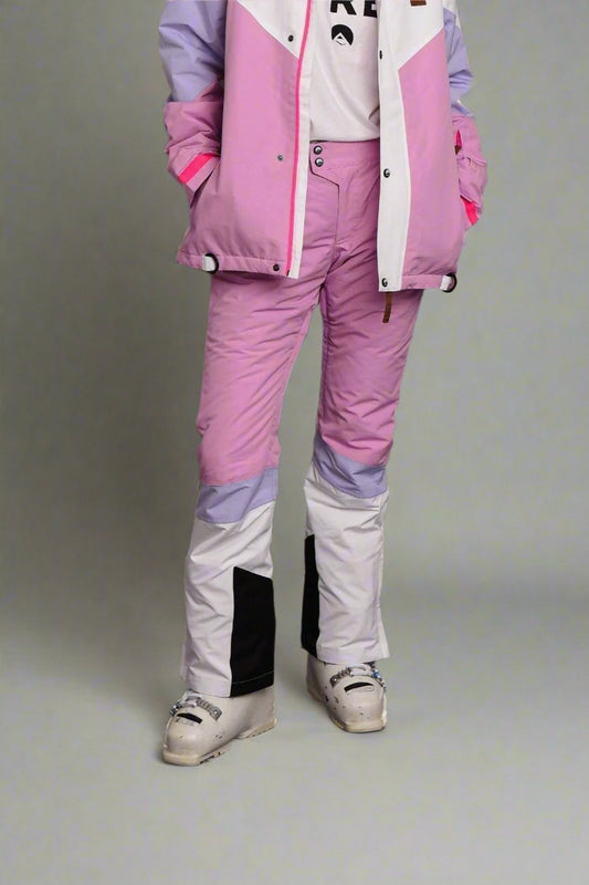 1080 Women's Ski & Snowboard Pant - Pastel Pink, White & Pastel Purple