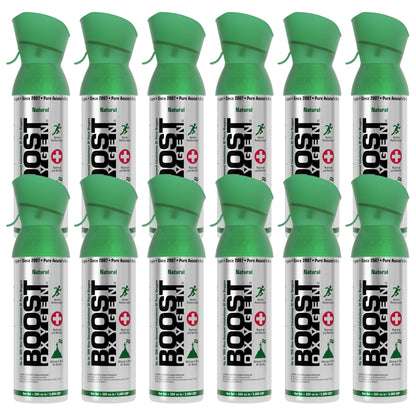 Boost Oxygen 5 Liter Canned Oxygen Bottle with Mouthpiece, Natural (12 Pack)