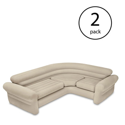 Intex Inflatable Corner Living Room Neutral Sectional Sofa 68575EP (2 Pack)
