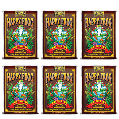 FoxFarm FX14047 Happy Frog pH Adjusted Garden Potting Soil Bag, 2 Cu Ft (6 Pack)