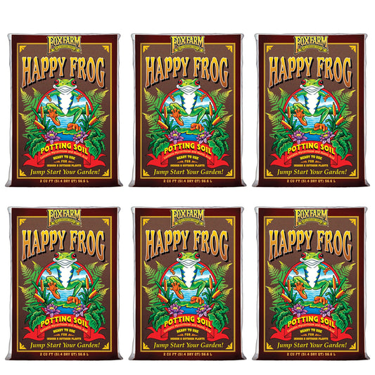 FoxFarm FX14047 Happy Frog pH Adjusted Garden Potting Soil Bag, 2 Cu Ft (6 Pack)