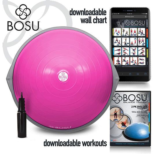 Bosu 72-10850 Home Gym The Original Balance Trainer 65 cm Diameter, Pink & Gray