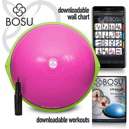 Bosu 72-10850 The Original Balance Trainer 65 cm Diameter, Pink and Lime Green