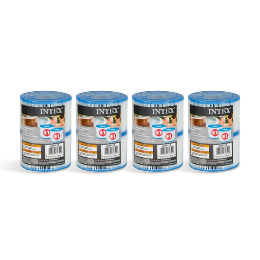 Intex 29001E PureSpa Type S1 Easy Set Spa Filter Replacement Cartridges, 8 Pack