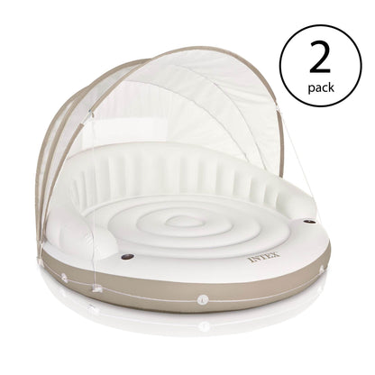 Intex 78 x 59 Inflatable Pool Canopy Island Lounge Raft w/ Sun Shade (2 Pack)