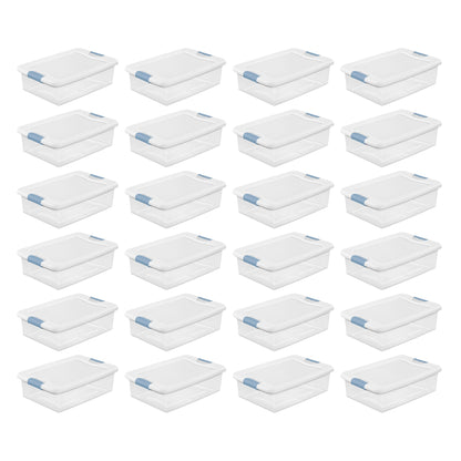 Sterilite 32-Quart Clear Stackable Latching Storage Box Container (24 Pack)