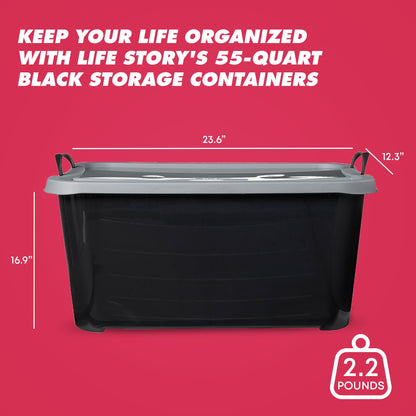 Life Story 55 Quart Stackable Storage Bin, Heavy Duty Lidded Container, 24 Pack