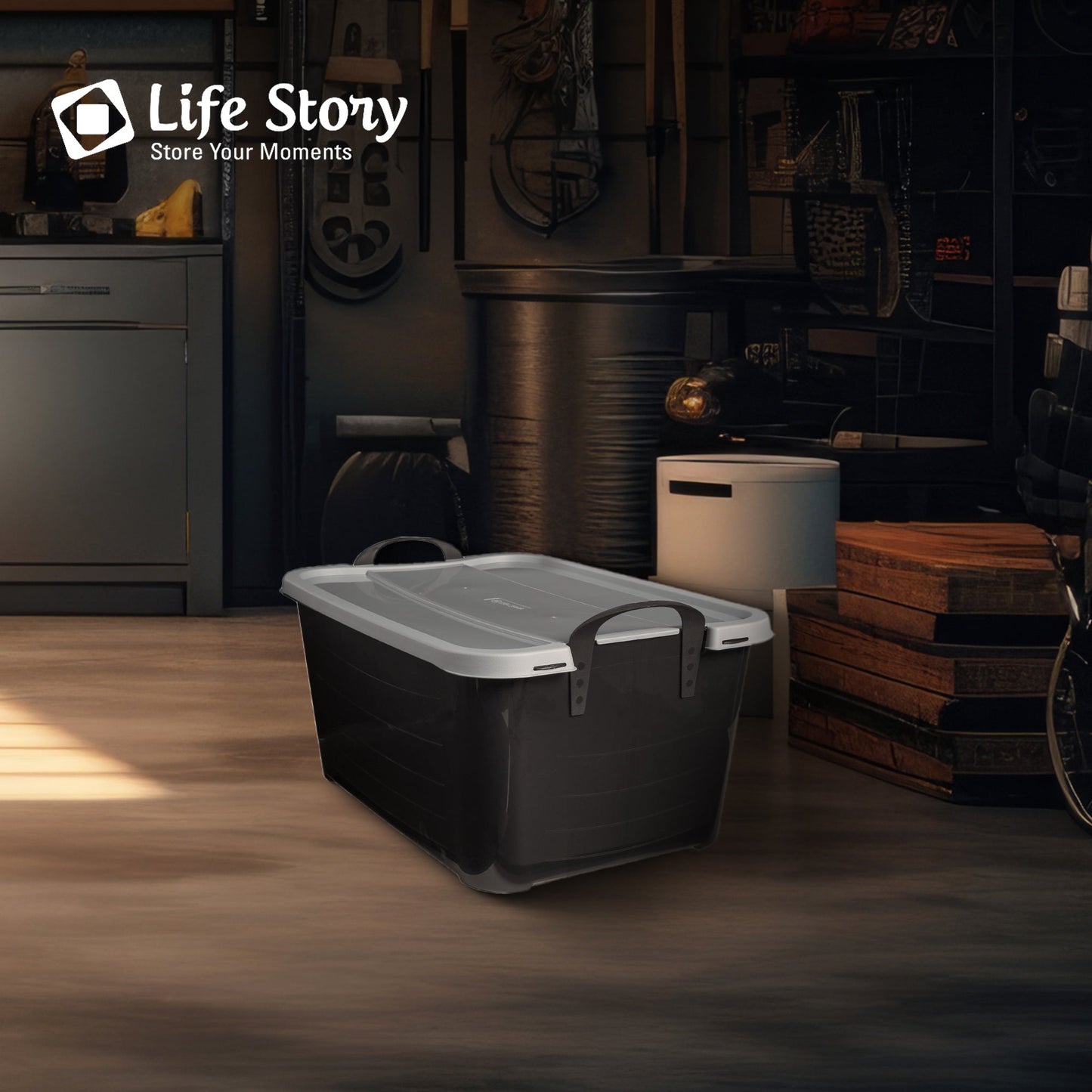 Life Story 55 Quart Stackable Storage Bin, Heavy Duty Lidded Container, 24 Pack