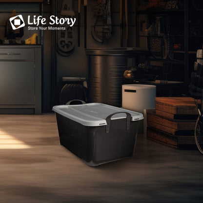 Life Story 55 Quart Stackable Storage Bin, Heavy Duty Lidded Container, 24 Pack