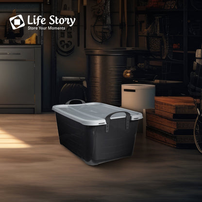 Life Story 55 Quart Stackable Storage Bin, Heavy Duty Lidded Container, 18 Pack