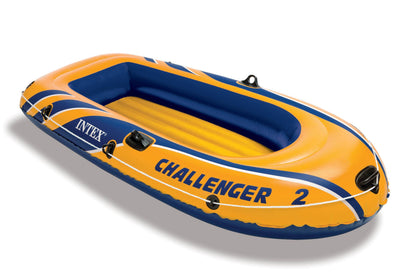 Intex Challenger 2 Inflatable 2 Person Boat Raft Set w/ Oars & Air Pump (2 Pack)