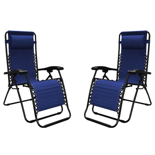 Caravan Canopy Infinity Zero Gravity Steel Frame Patio Deck Chair, Blue (4 Pack)